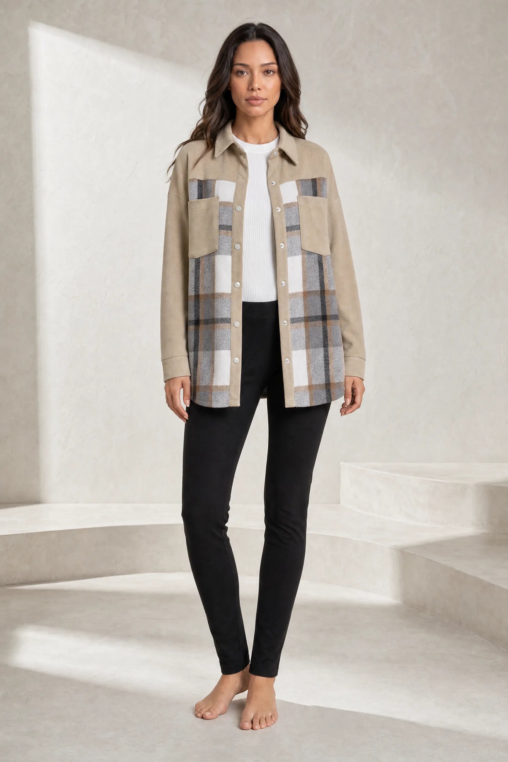 Veste chemise ample à carreaux à carreaux | Lounelle Paris