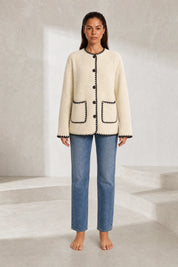 Veste polaire noire bicolore ample | Lounelle Paris