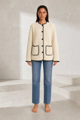 Veste polaire noire bicolore ample