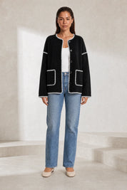 Veste polaire noire bicolore ample | Lounelle Paris
